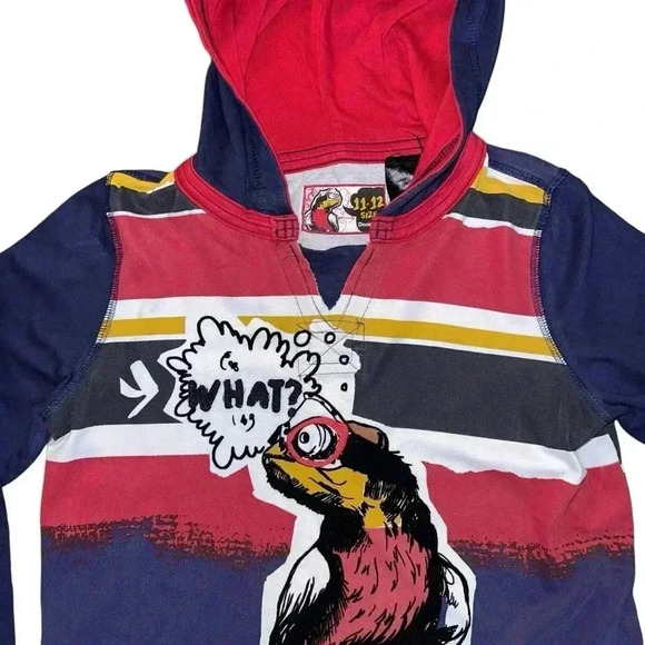 Boy's Desigual Hoodie Tee, Size 11-12, Navy & Red trendy funny - Picture 4 of 5